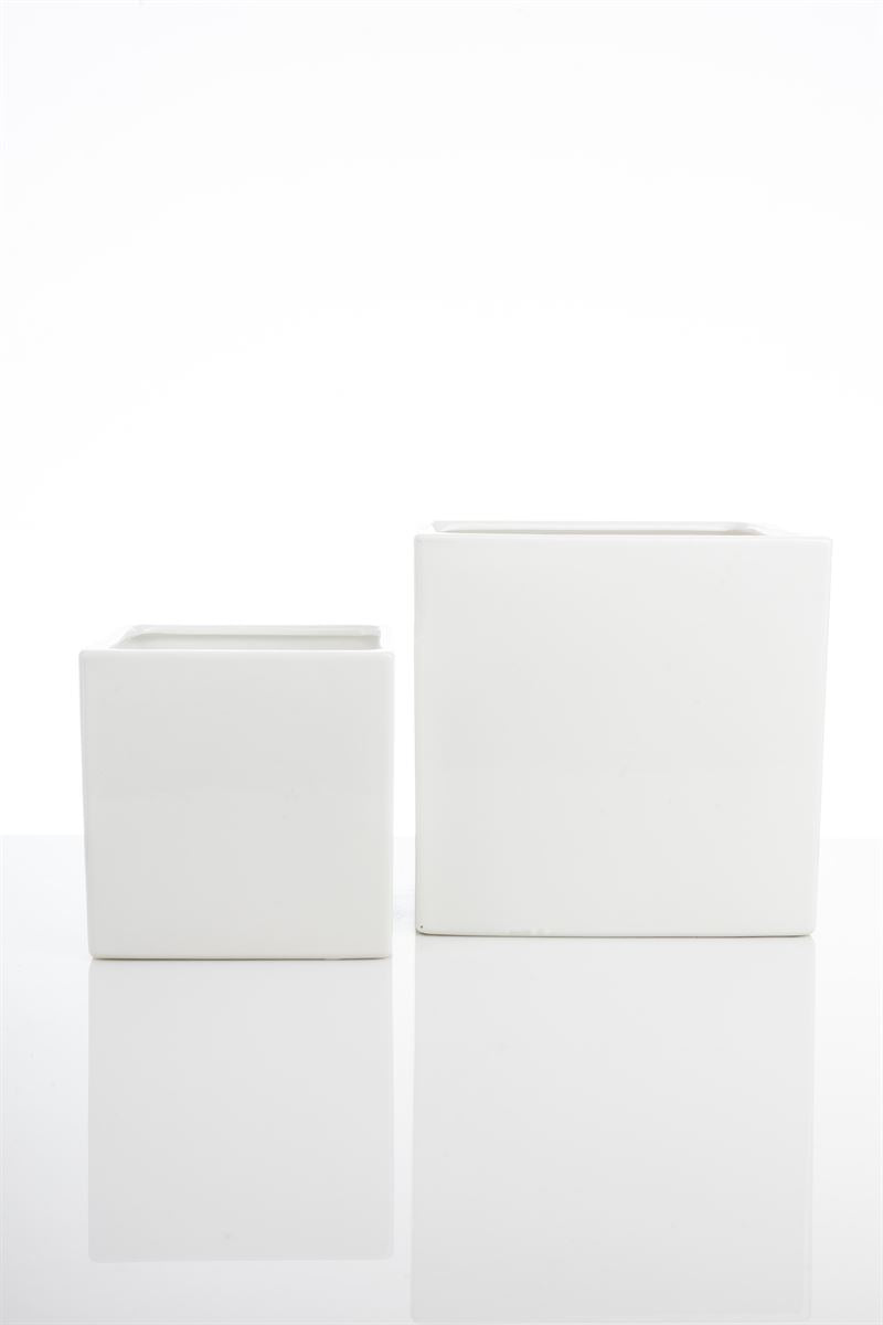 3-Piece Set White Square Ceramic Vase 7W x 7H -- 6 Per Case