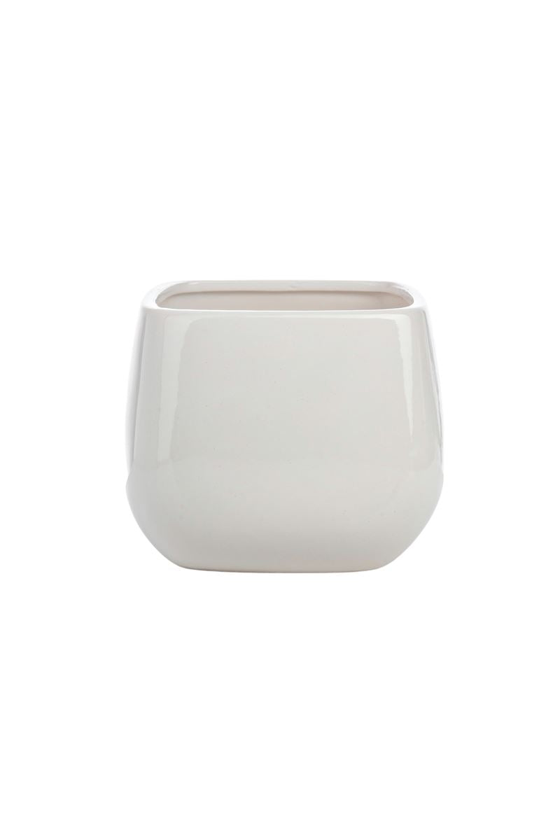 5 Inch White Cube Ceramic Vase 5"W x 5"H -- 24 Per Case