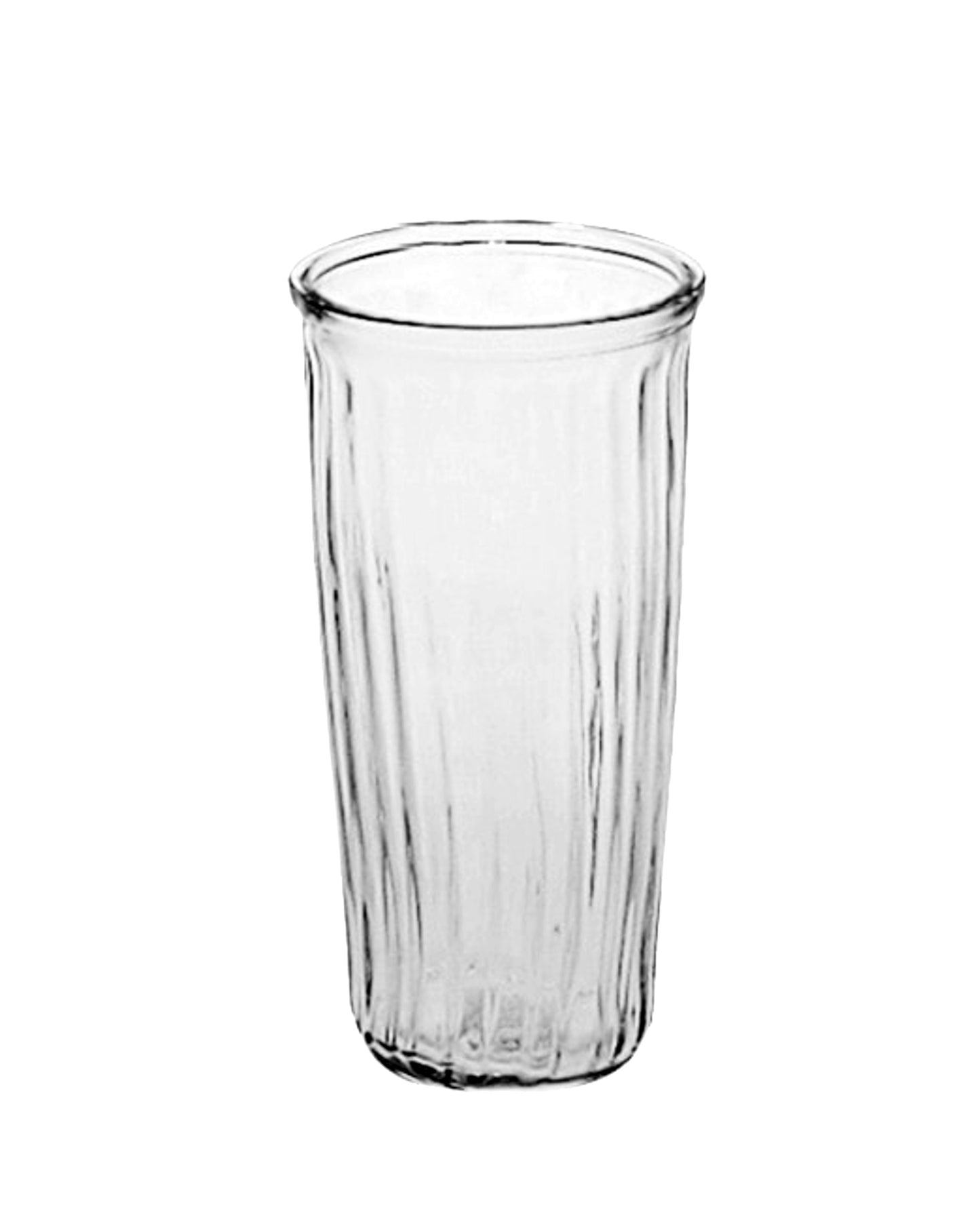8 Inch Clear Cup Ribbed Glass Vase 4"W x 8"H -- 12 Per Case