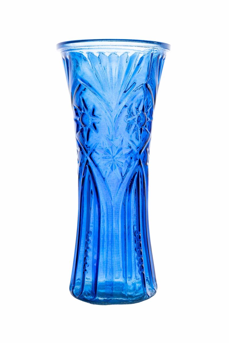 11.5 Inch Blue Textured Hour Glass Vase 5.25"W x 11.5"H -- 20 Per Case