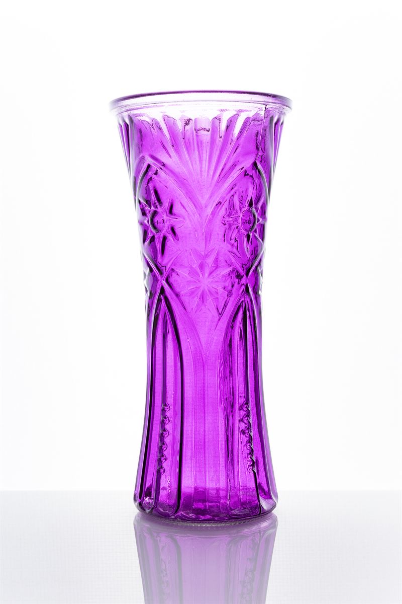 11.5 Inch Purple Textured Hour Glass Vase 5.25W x 11.5H -- 20 Per Case