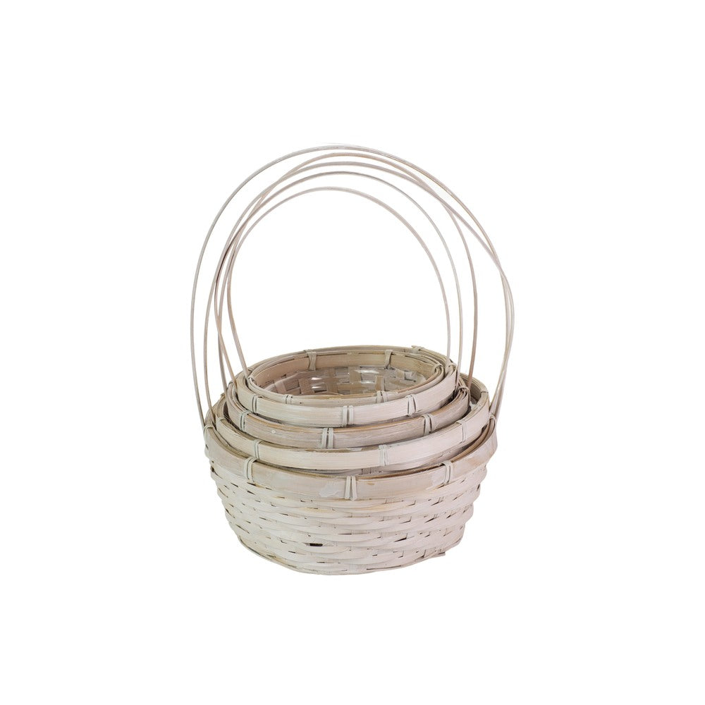 5-Piece Set White Round Basket 10W x 4.5H -- 12 Per Case