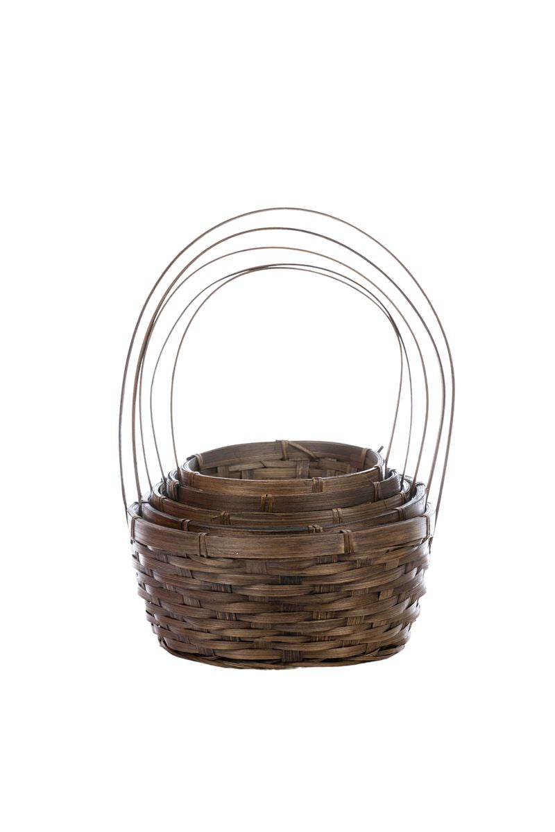5-Piece Set Brown Round Basket 10"W x 4"H -- 20 Per Case