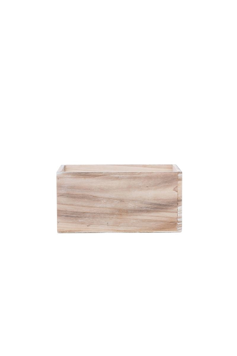 4 Inch Natural Rectangle Wooden Planter w/ Plastic Liner 8"L x 4"W x 4"H -- 18 Per Case