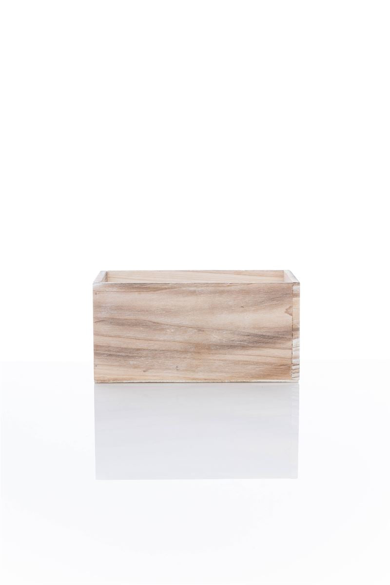 4 Inch Natural Rectangle Wooden Planter w/ Plastic Liner 8L x 4W x 4H -- 18 Per Case