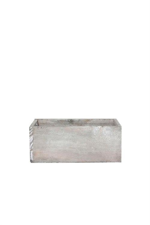 4 Inch Gray Rectangle Wooden Planter w/ Plastic Liner 10L x 5W x 4H -- 18 Per Case