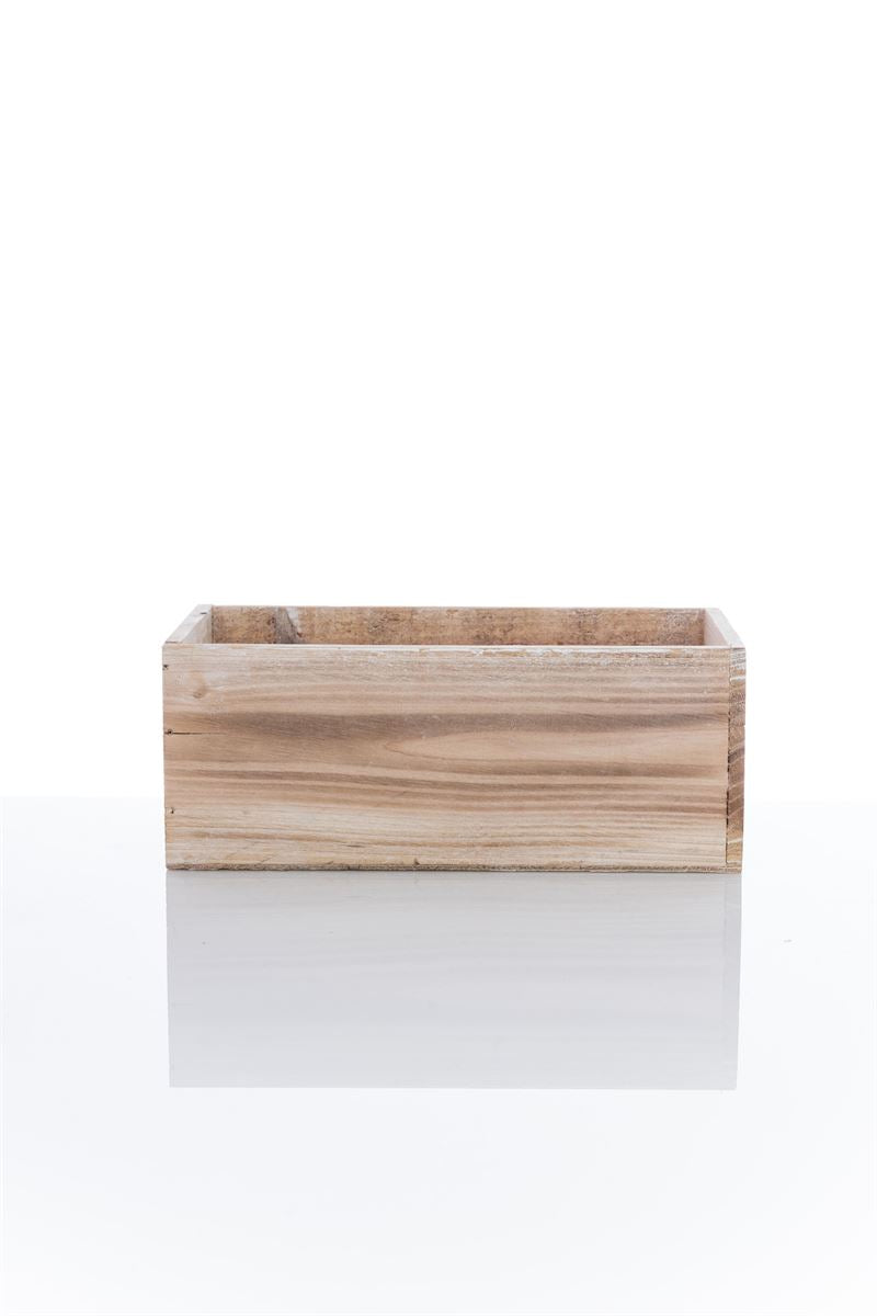 4 Inch White Rectangle Wooden Planter w/ Plastic Liner 10L x 5W x 4H -- 18 Per Case