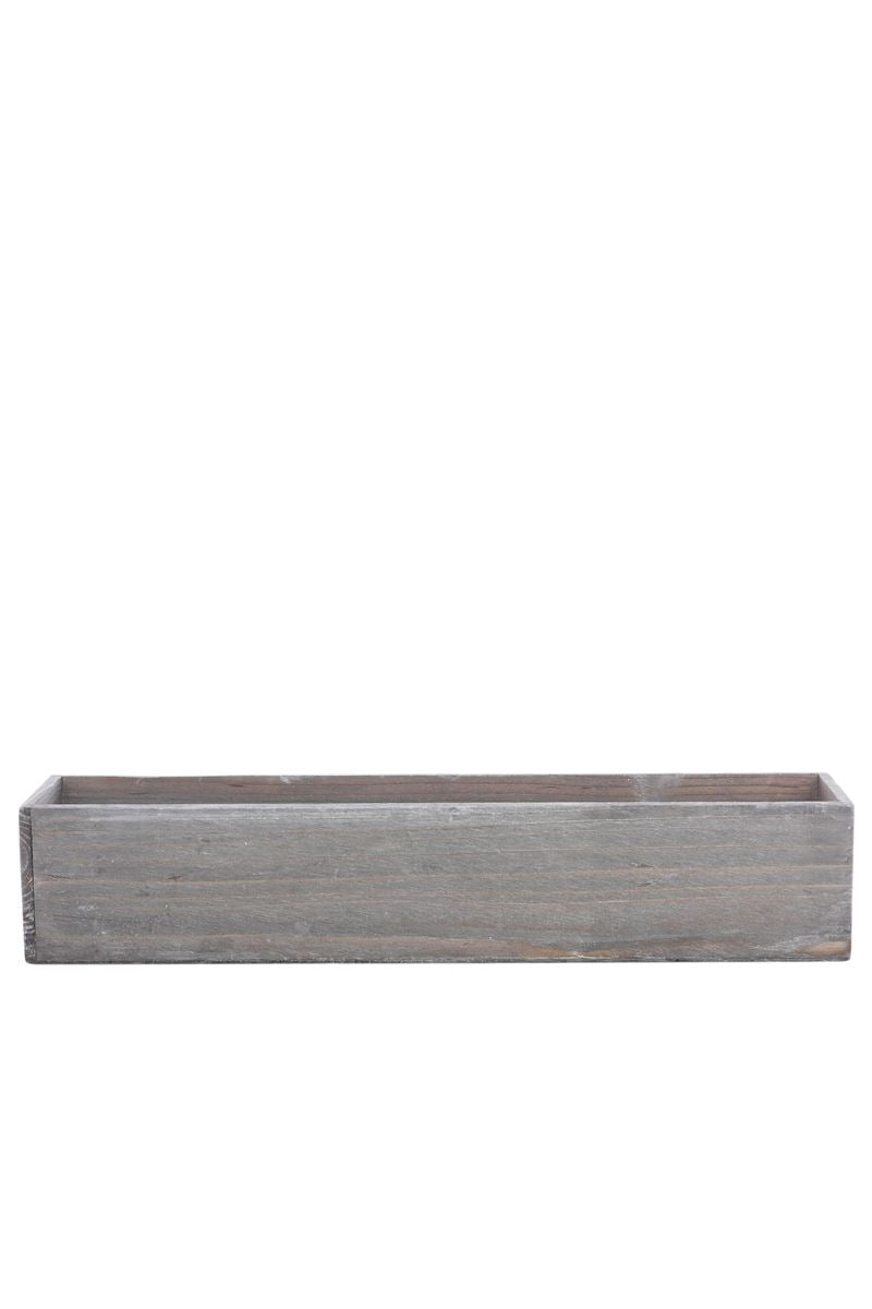 4 Inch Gray Rectangle Wooden Planter w/ Plastic Liner 20"L x 4"W x 4"H -- 12 Per Case