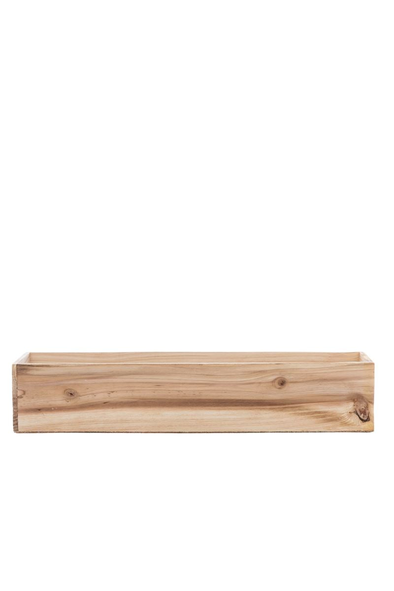 4 Inch Natural Rectangle Wooden Planter w/ Plastic Liner 20"L x 4"W x 4"H -- 12 Per Case