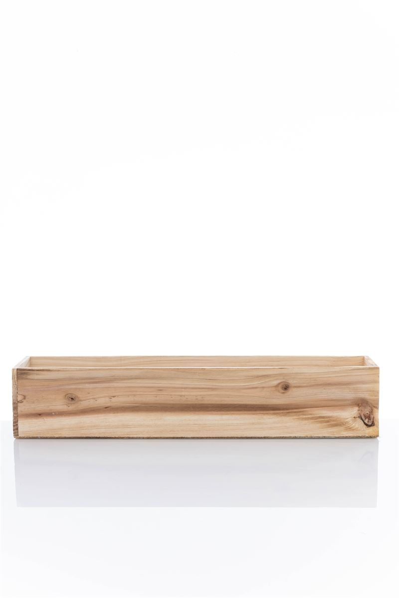 4 Inch Natural Rectangle Wooden Planter w/ Plastic Liner 20L x 4W x 4H -- 12 Per Case