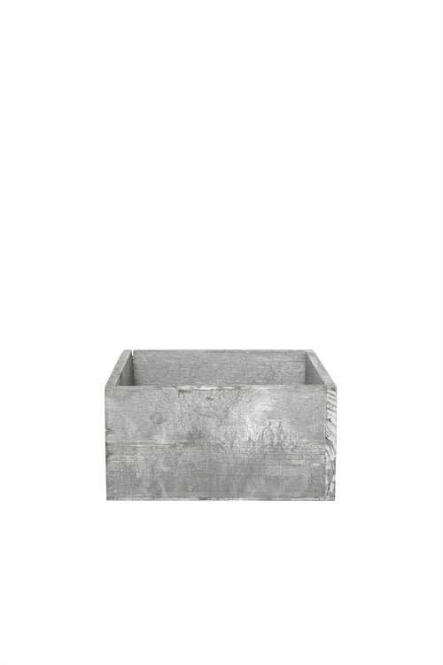 4 Inch Gray Square Wooden Planter w/ Plastic Liner 8"L x 8"W x 4"H -- 18 Per Case