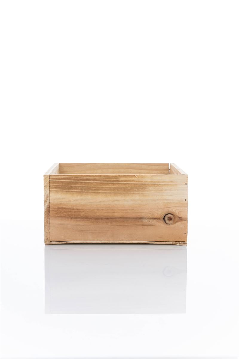 4 Inch Natural Square Wooden Planter w/ Plastic Liner 8W x 4H -- 18 Per Case