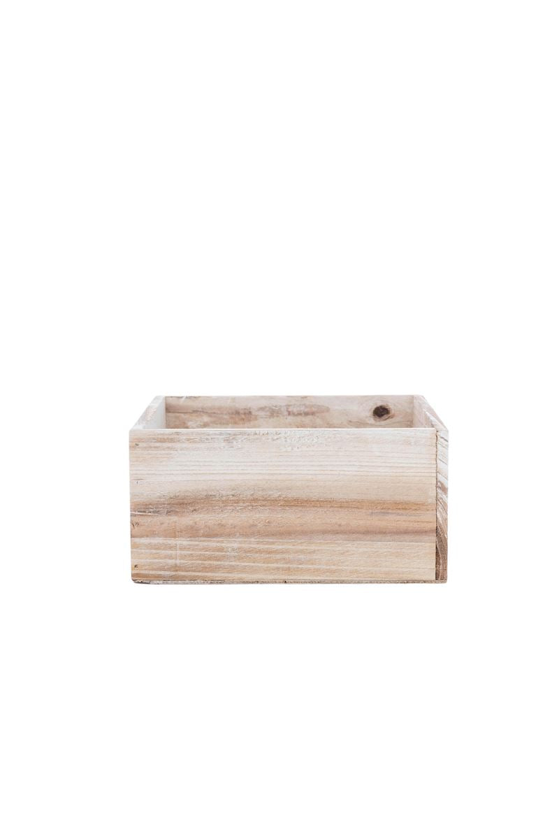 4 Inch White Square Wooden Planter w/ Plastic Liner 8"W x 4"H -- 18 Per Case