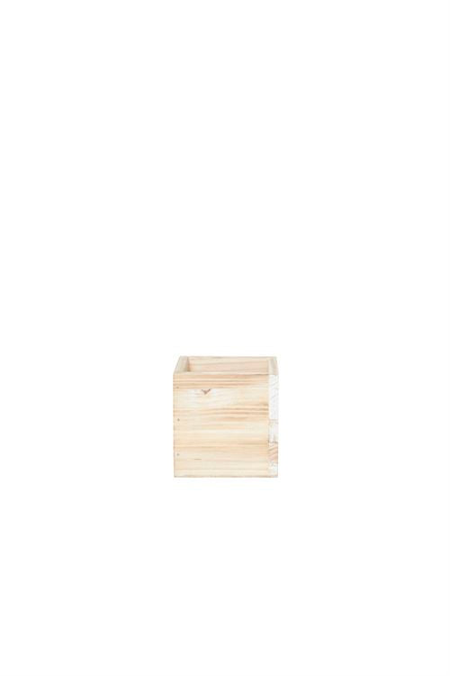 4 Inch White Cube Wooden Planter w/ Plastic Liner 4"W x 4"H -- 48 Per Case
