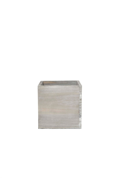 6 Inch Gray Cube Wooden Planter w/ Plastic Liner 6"W x 6"H -- 18 Per Case