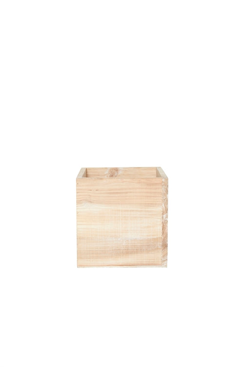 6 Inch White Cube Wooden Planter w/ Plastic Liner 6"W x 6"H -- 18 Per Case