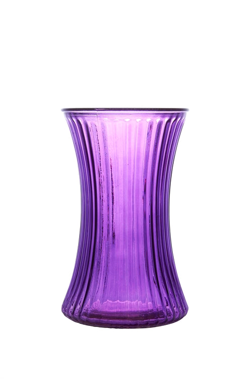 8 Inch Purple Gathering Lined Glass Vase 5W x 8H -- 12 Per Case