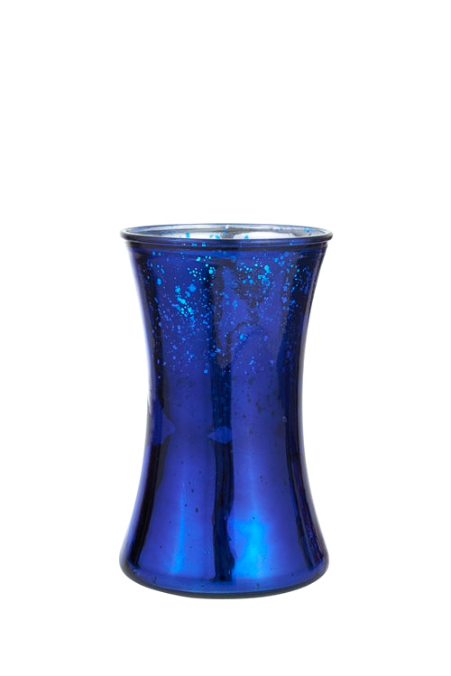 8 Inch Mercury Blue Gathering Glass Vase 5"W x 8"H -- 12 Per Case