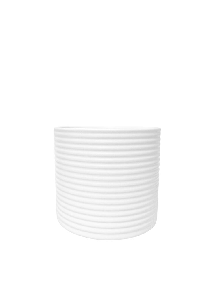 4.5 Inch White Cylinder Lined Ceramic Vase 5W x 4.5H -- 24 Per Case