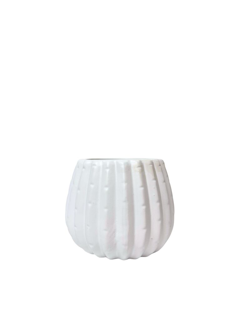 4 Inch Matte White Cactus Ceramic Vase 4"W x 4"H -- 24 Per Case