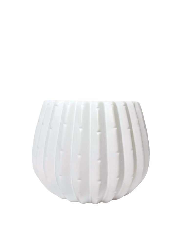 6 Inch Matte White Cactus Ceramic Vase 6W x 6H -- 8 Per Case