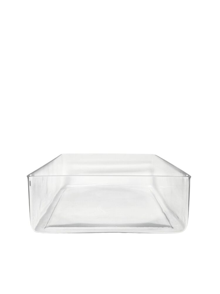 4 Inch Clear Square Glass Vase 10"W x 10"L x 4"H -- 4 Per Case