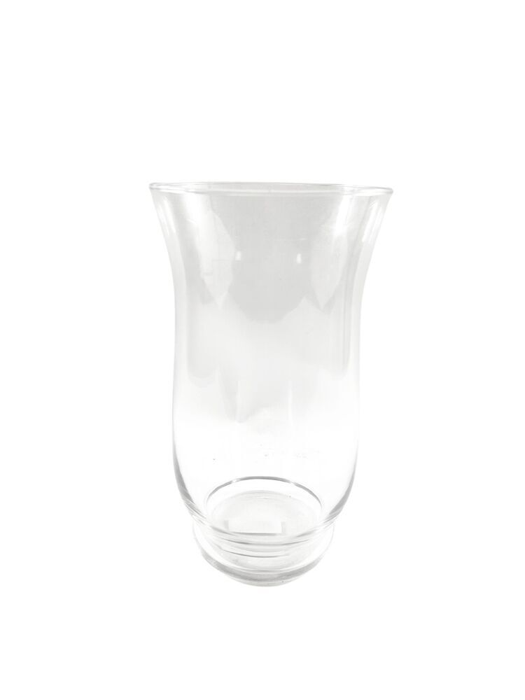12 Inch Clear Hurricane Glass Vase 7"W x 12"H -- 6 Per Case