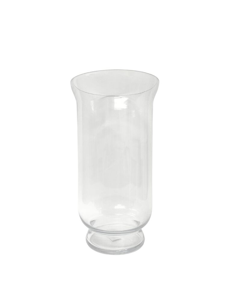 15 Inch Clear Hurricane Glass Vase 8.25"W x 15"H -- 4 Per Case