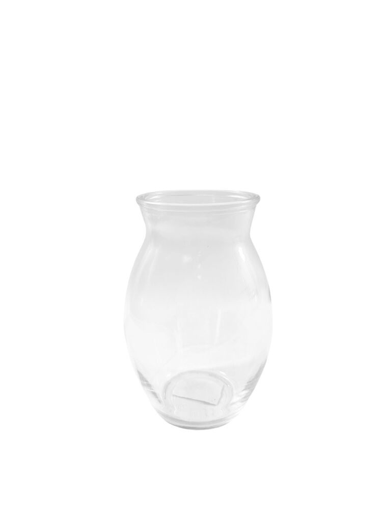 7 Inch Clear Belly Glass Vase 3"W x 7"H -- 12 Per Case