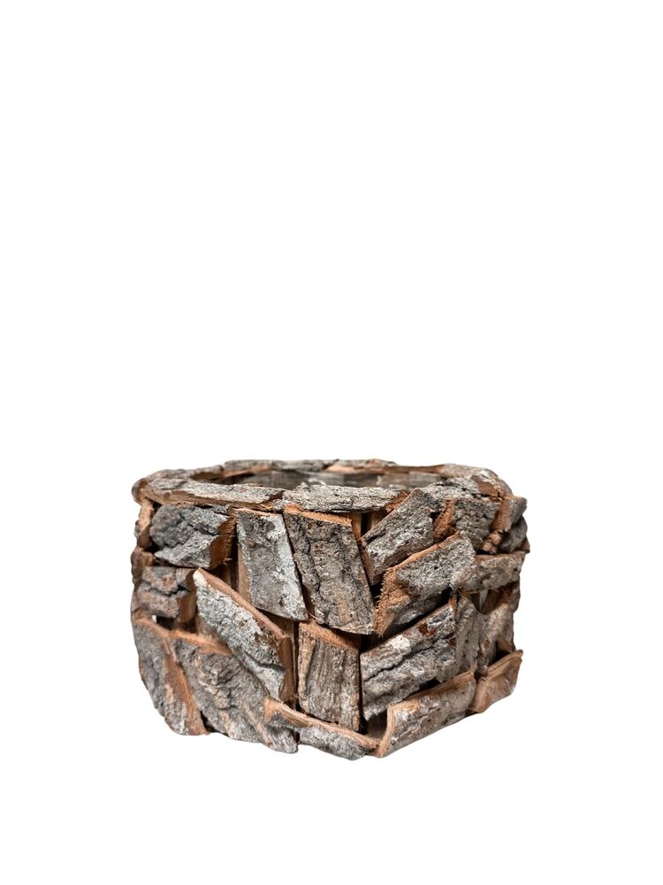 5 Inch Round Wood Planter 8.5"W x 8.5"L x 5"H -- 10 Per Case