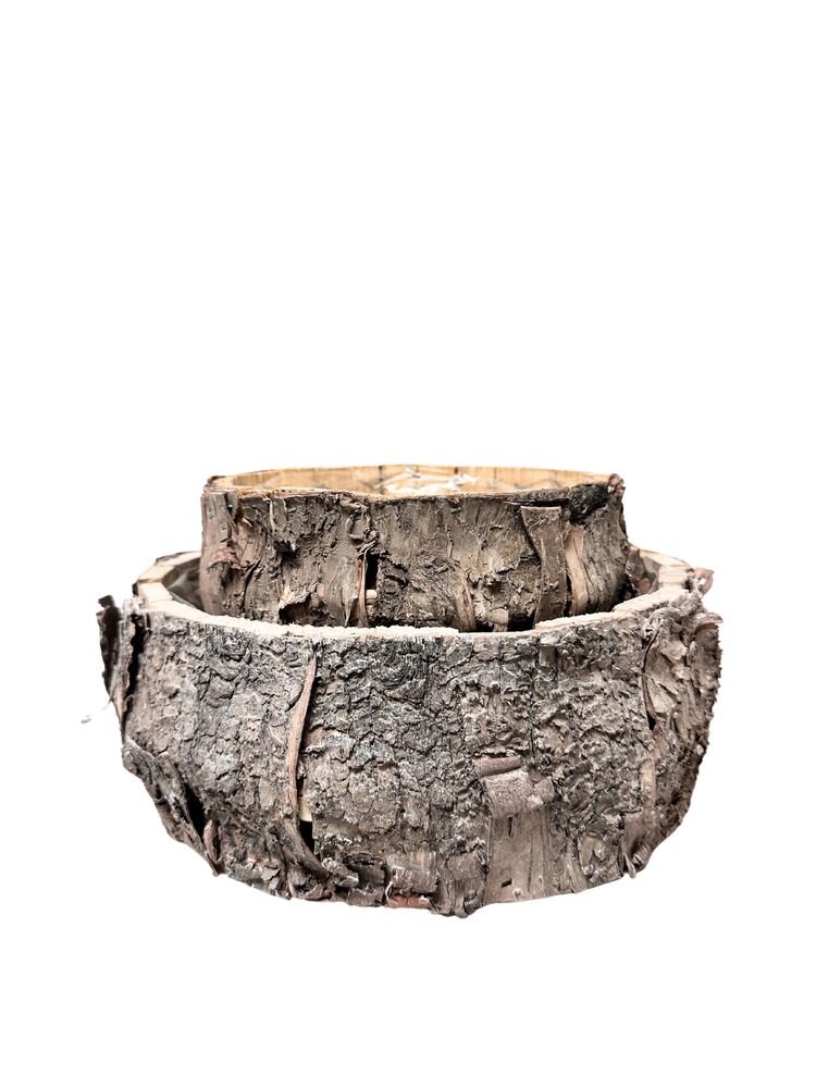 2-Piece Set Round Wood Planter 11.5L x 10W x 4H 8L x 8W x 4H -- 16 Per Case