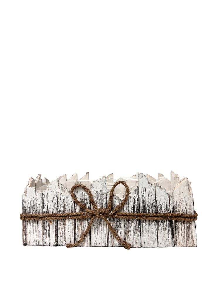4 Inch White Rectangle Wood Basket 10L x 5.5W x 4H -- 6 Per Case