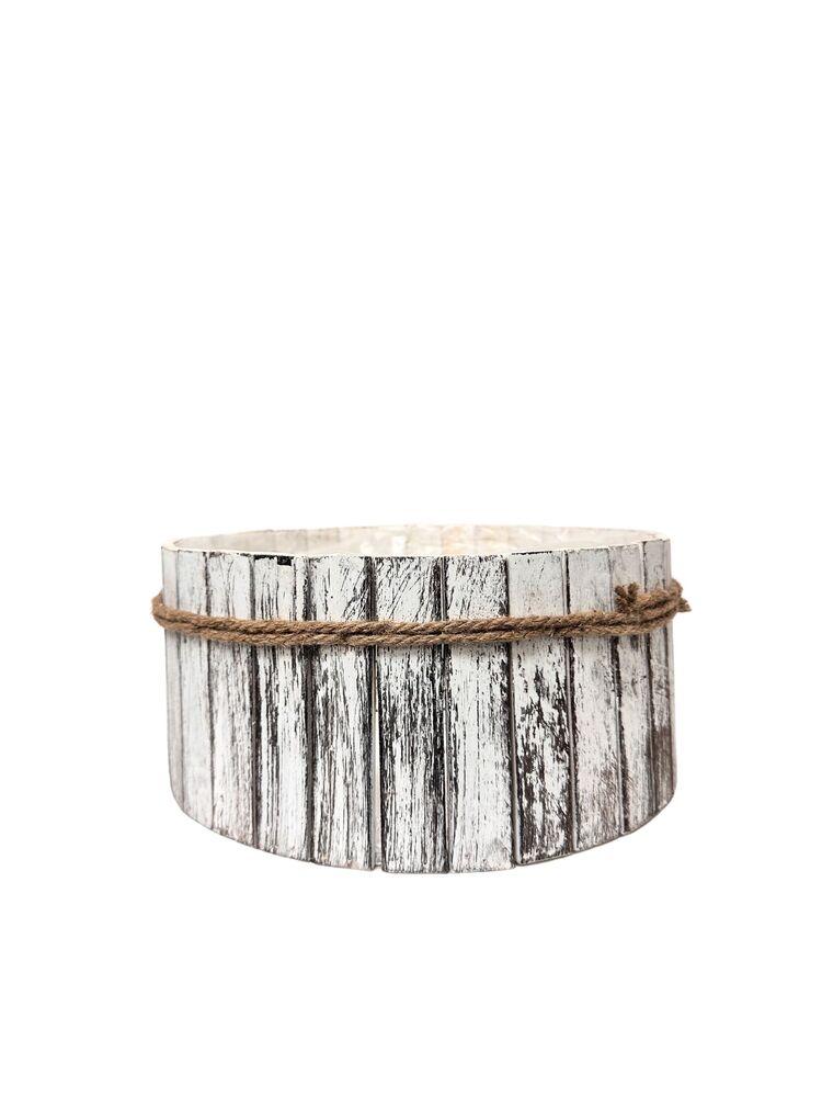 5 Inch White Round Wood Basket 9W x 5H -- 6 Per Case