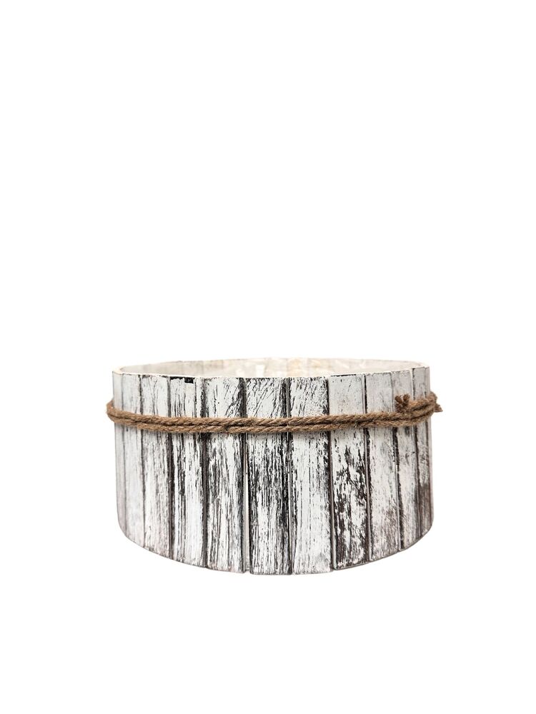 4 Inch White Round Wood Basket 6W x 4H -- 12 Per Case