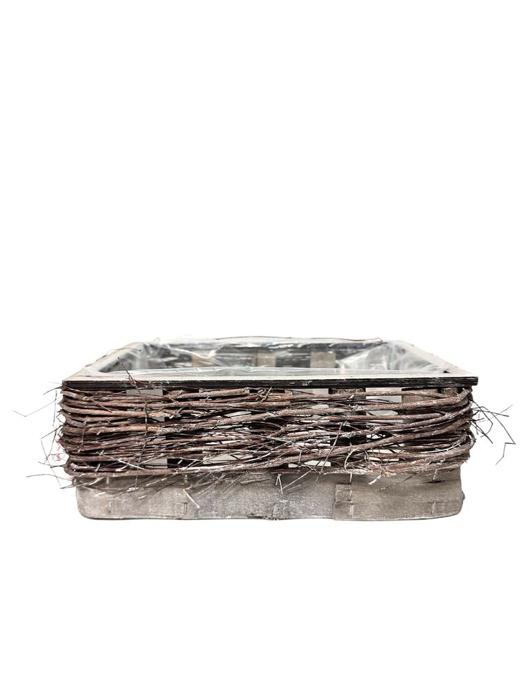 4.5 Inch Gray Rectangle Wood Basket 11L x 7W x 4.5H -- 12 Per Case