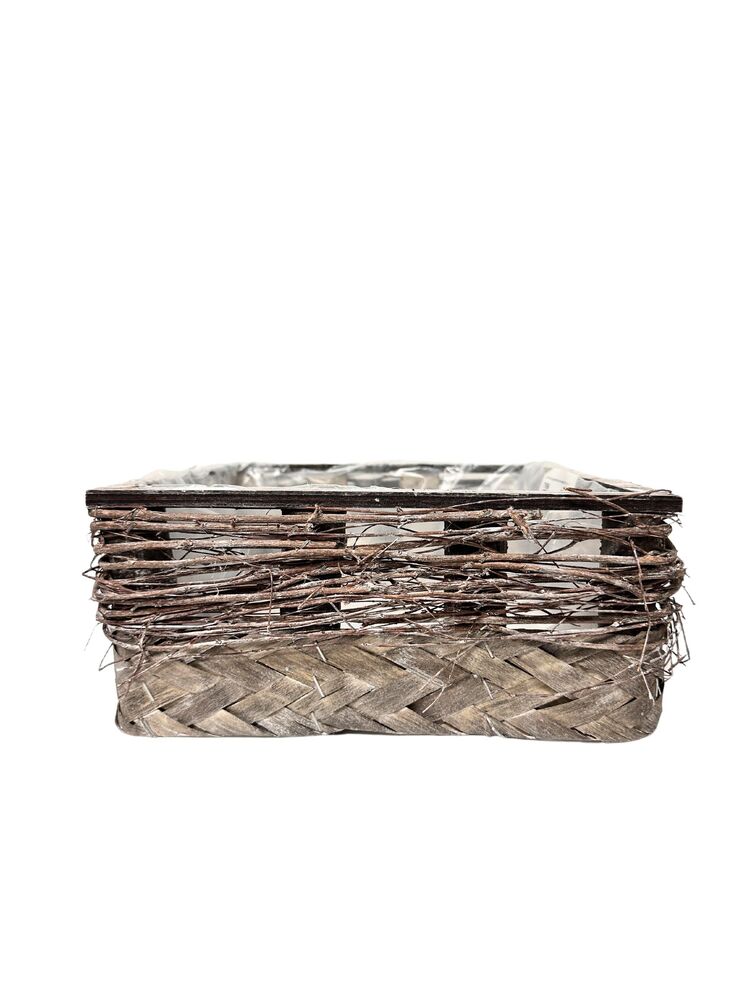 4 Inch Gray Square Wood Basket 9W x 4H -- 6 Per Case