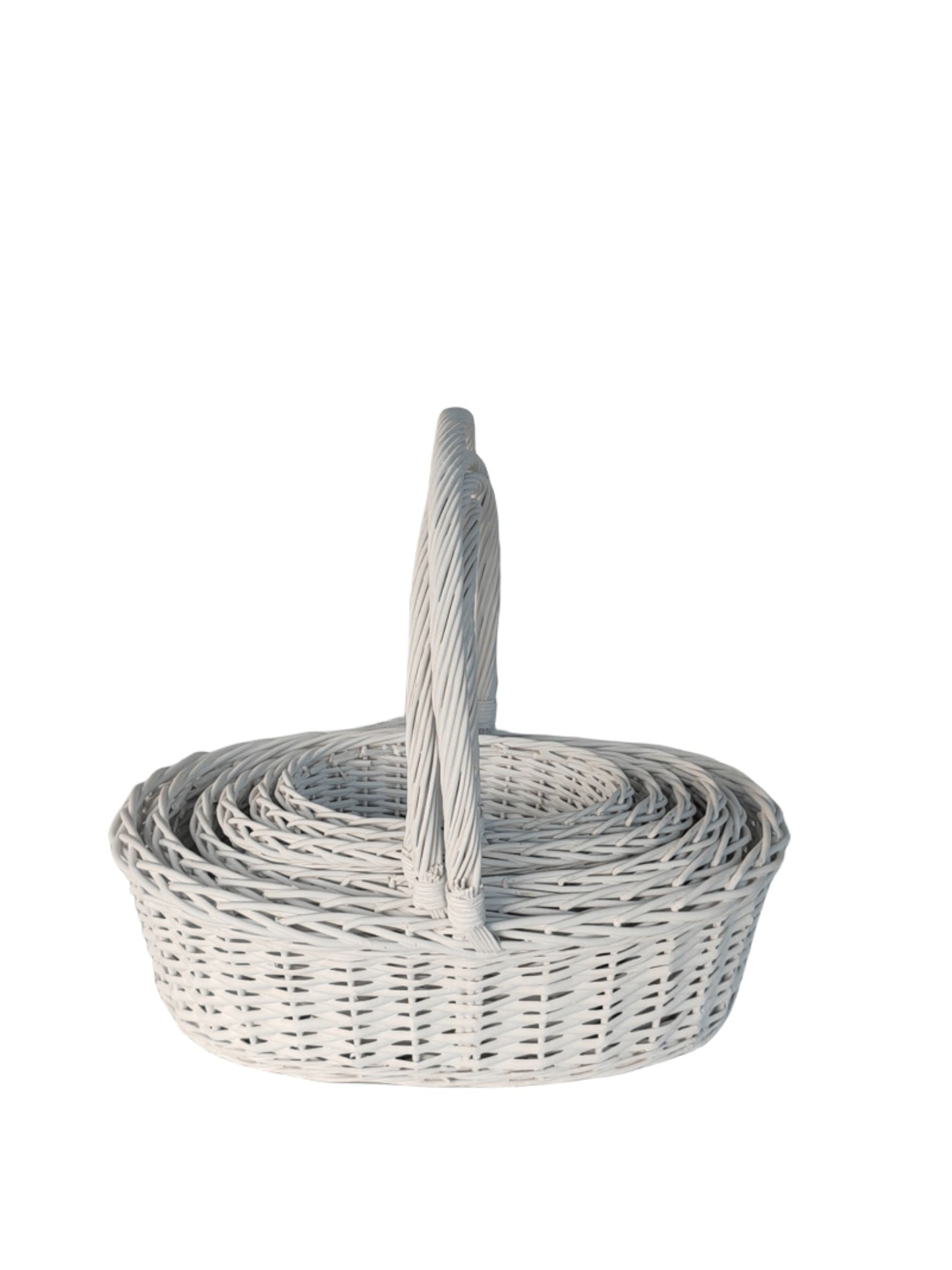 5-Piece Set White Oval Basket with Handle 19L x 15W x 6H -- 4 Per Case