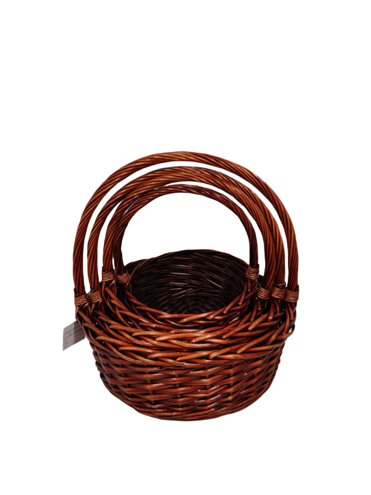 4-Piece Set Dark Brown Round Basket with Handle 16"W x 7"H -- 6 Per Case