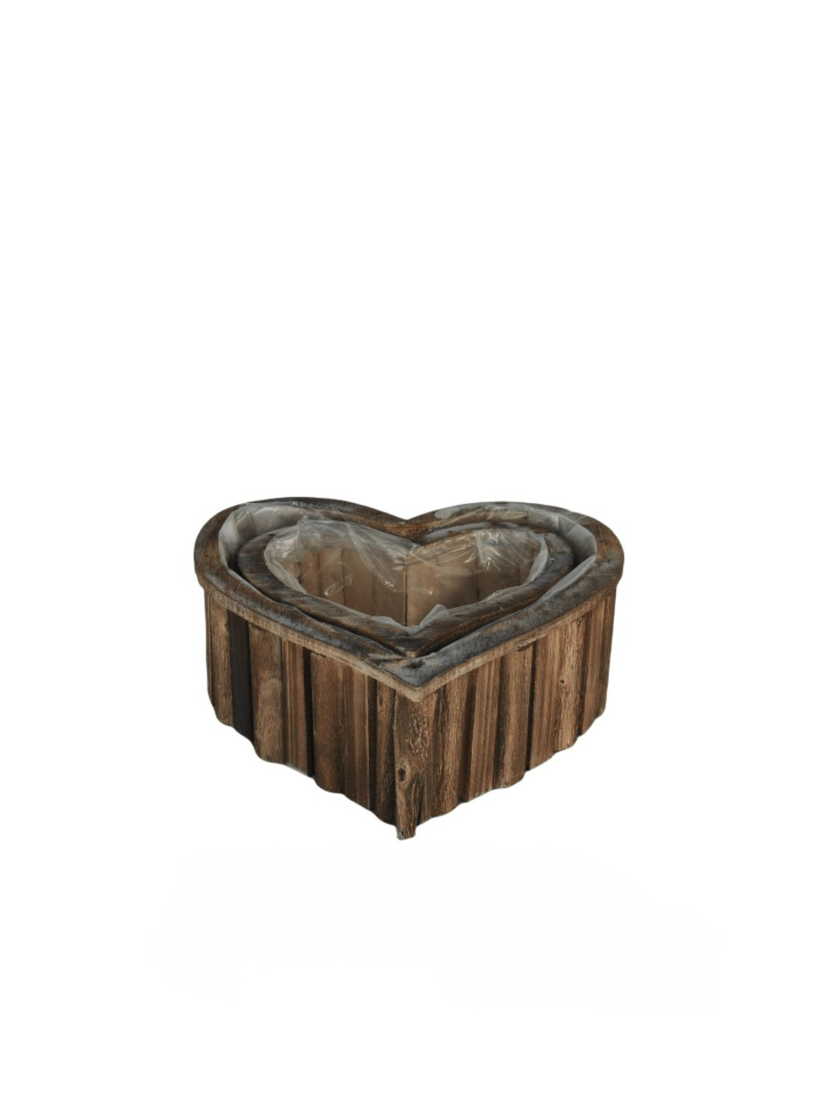 2-Piece Set Heart Wooden Box with Plastic Liner 9"W x 4"H -- 30 Per Case