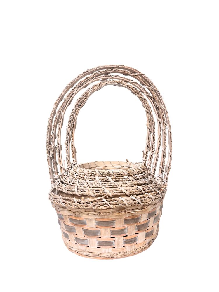 5-Piece Set White Round Basket w/ Plastic Liner 11W x 5H -- 12 Per Case