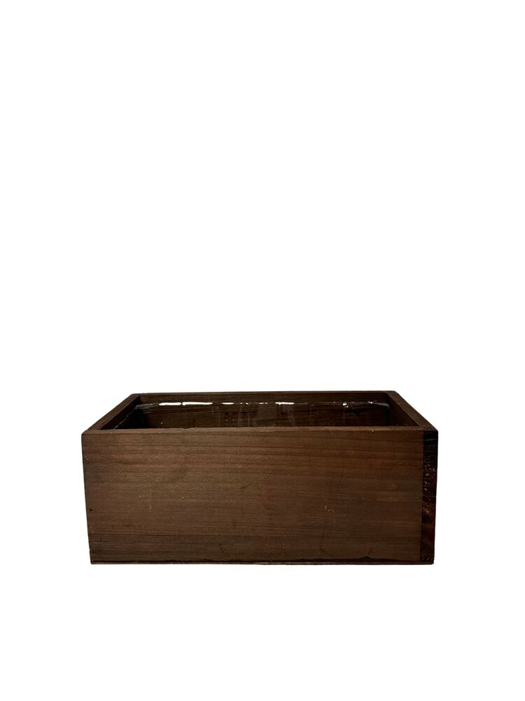 4 Inch Mahogany Rectangle Wooden Planter w/ Plastic Liner 10L x 5W x 4H -- 18 Per Case