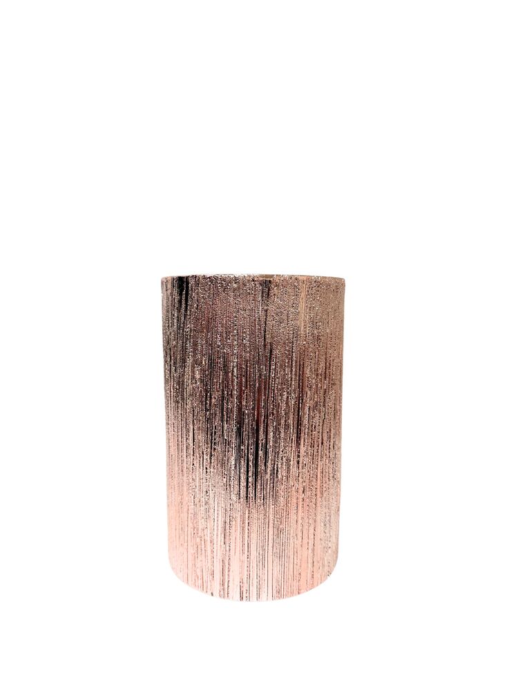 8 Inch Rose Gold Cylinder Etched Ceramic Vase 5W x 8H -- 16 Per Case