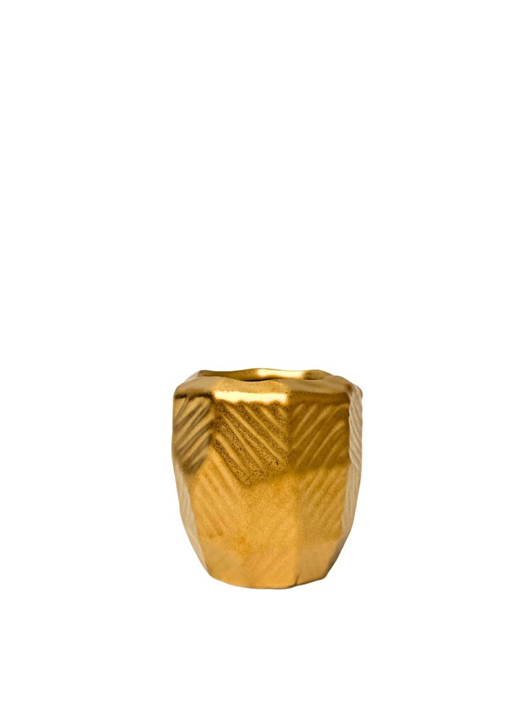 3 Inch Gold Hexagon Ceramic Vase 3W x 3H -- 72 Per Case