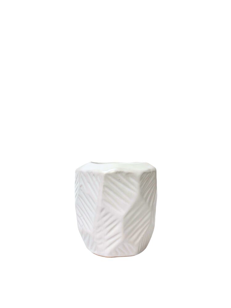 3 Inch White Hexagon Ceramic Vase 3"W x 3"H -- 72 Per Case