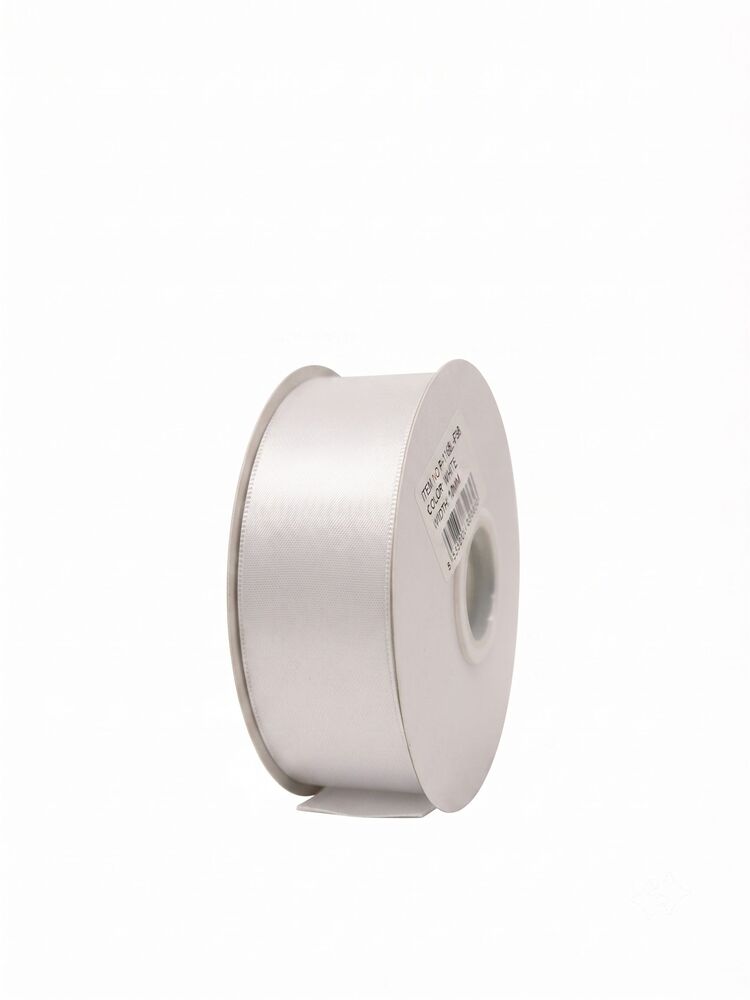1.5 Inch Polyester Single Satin Ribbon (50 Yards) - White -- 9 Per Case