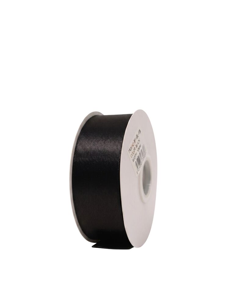 1.5 Inch Polyester Single Satin Ribbon (50 Yards) - Black -- 9 Per Case