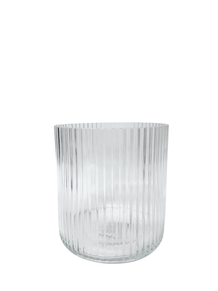 6 Inch Clear Cylinder Lined Glass Vase 6”W x6”H -- 12 Per Case