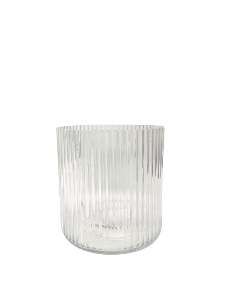 7 Inch Clear Cylinder Lined Glass Vase 7”W x 7”H -- 12 Per Case
