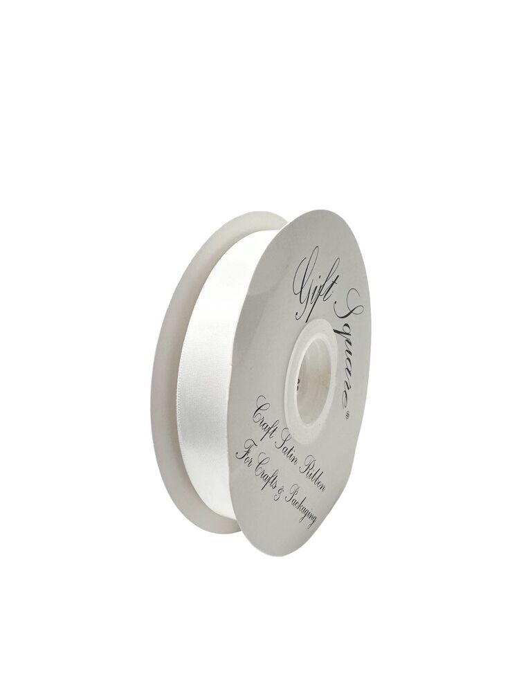 7/8 Inch Polyester Single Satin Ribbon (50 Yards) - White -- 13 Per Case