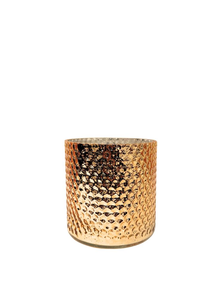 6 Inch Gold Mercury Cylinder Dimpled Glass Vase 6"W x 6"H -- 12 Per Case